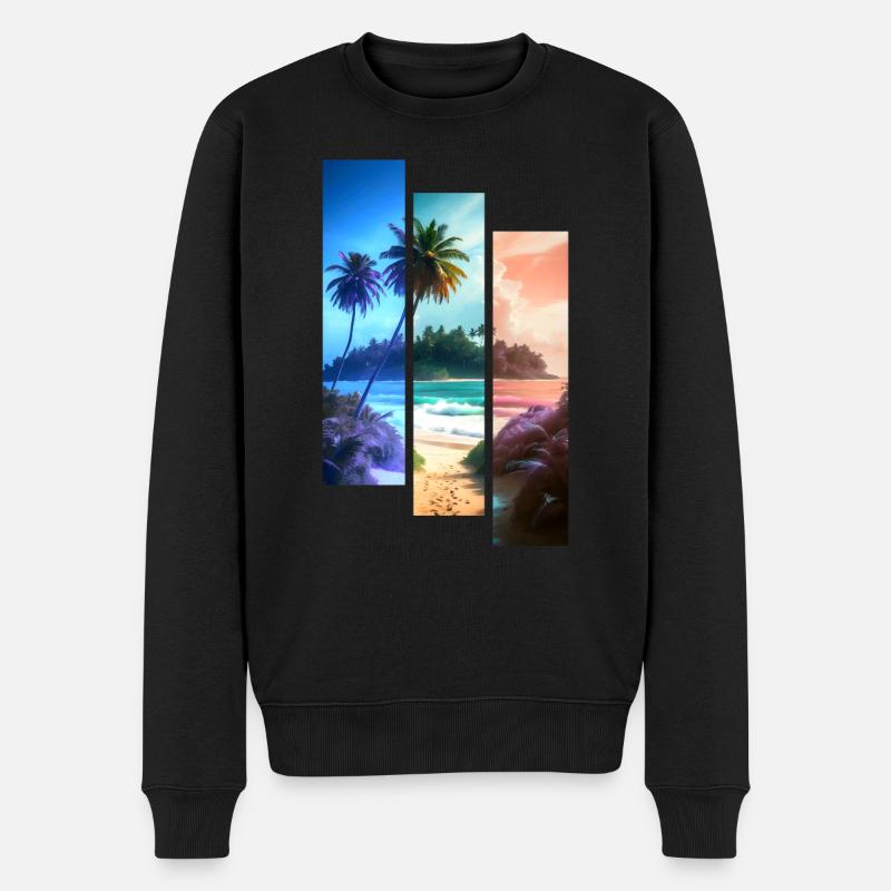 BEACH Streifen in 3 Farben - Männer Premium Bio Pullover - Schwarz