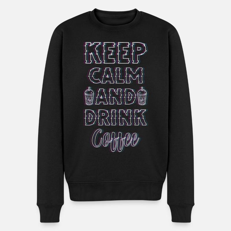 Kaffeebohne Energie Müdigkeit Trinken - Männer Premium Bio Pullover - Schwarz