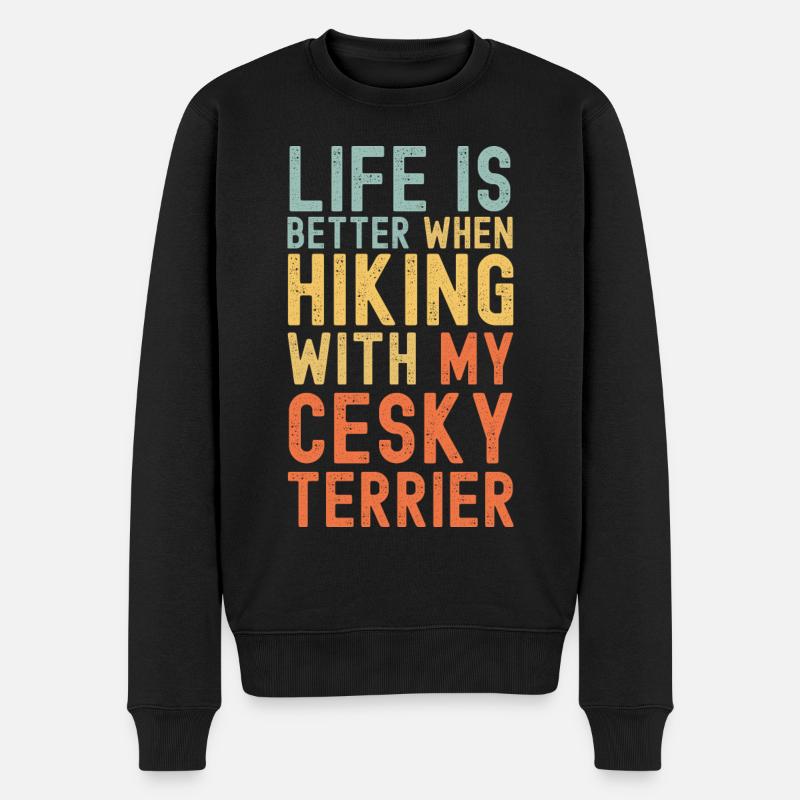 Cesky-Terrier Wanderhund retro - Männer Premium Bio Pullover - Schwarz