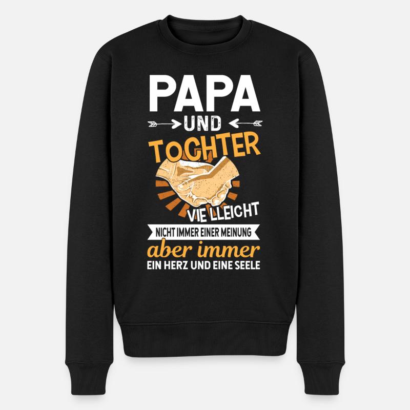 Papa und Tochter - Männer Premium Bio Pullover - Schwarz