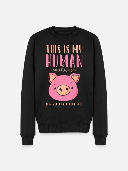 Teacup Pig Minipig Piggy - Men's Premium Organic Jumper - black