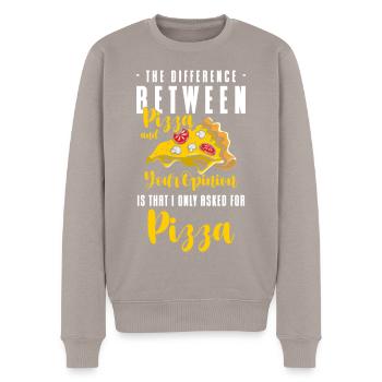 Pizza Hunger - Männer Premium Bio Pullover - Taupe - Vorne - Nico (187cm)