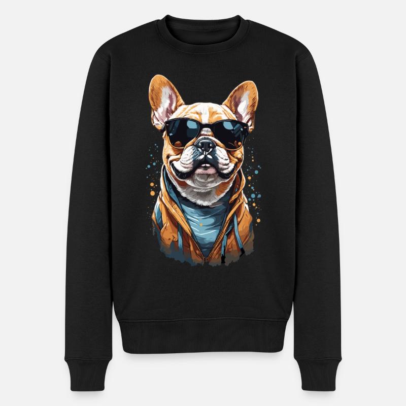 Bouledogue français avec style - Pull Premium bio Homme - noir