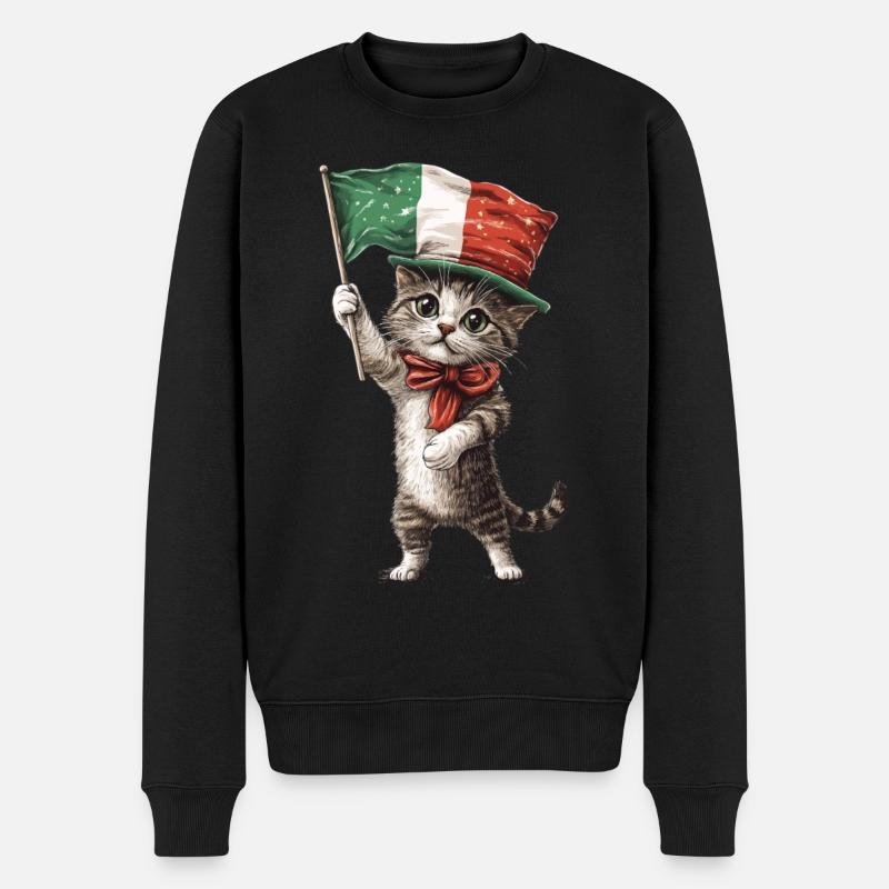 Katze - Männer Premium Bio Pullover - Schwarz
