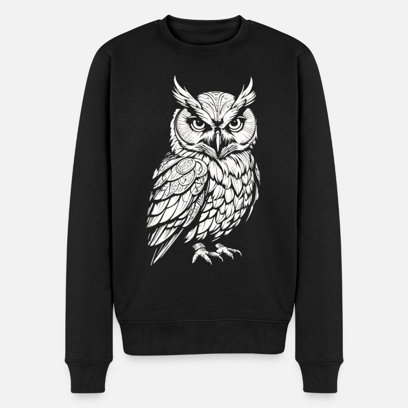 Eule - Männer Premium Bio Pullover - Schwarz