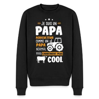 Je suis un Papa Agriculteur Plus Cool Cadeau - Pull Premium bio Homme - noir - Devant - Nico (187cm)