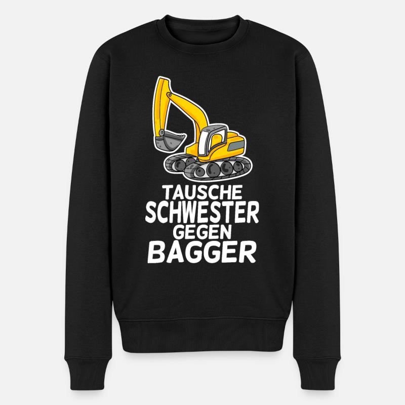 Tausche Schwester gegen Bagger - Männer Premium Bio Pullover - Schwarz
