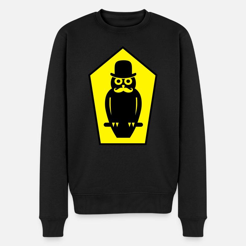 Eule - Männer Premium Bio Pullover - Schwarz