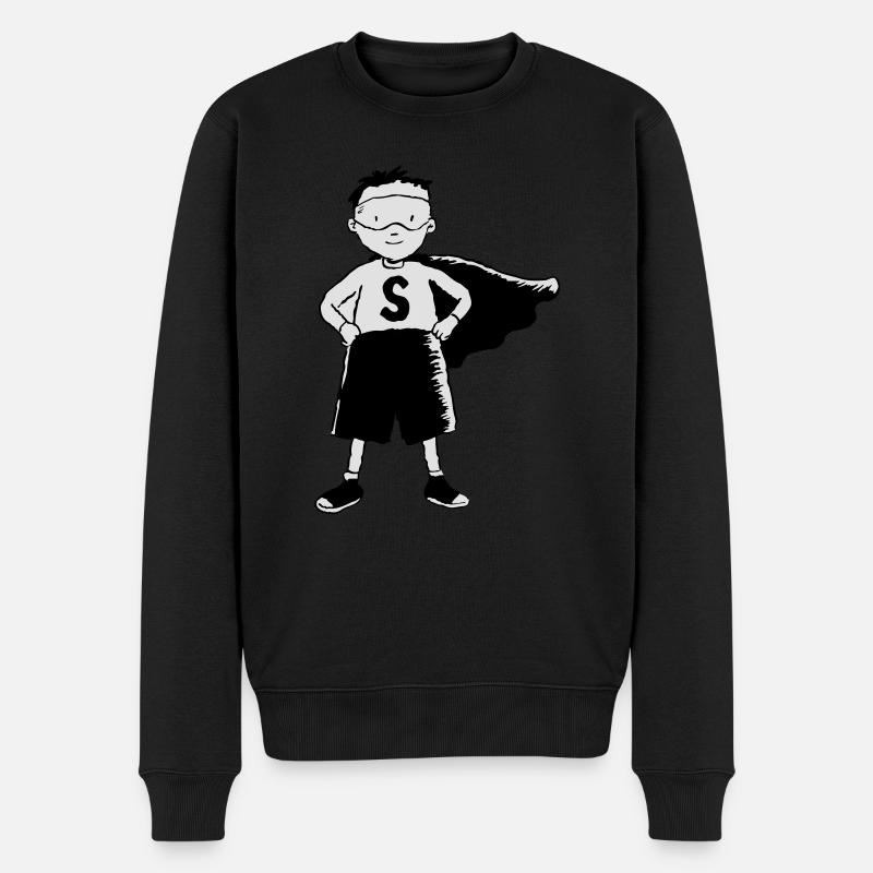 Superheld Kind - Männer Premium Bio Pullover - Schwarz
