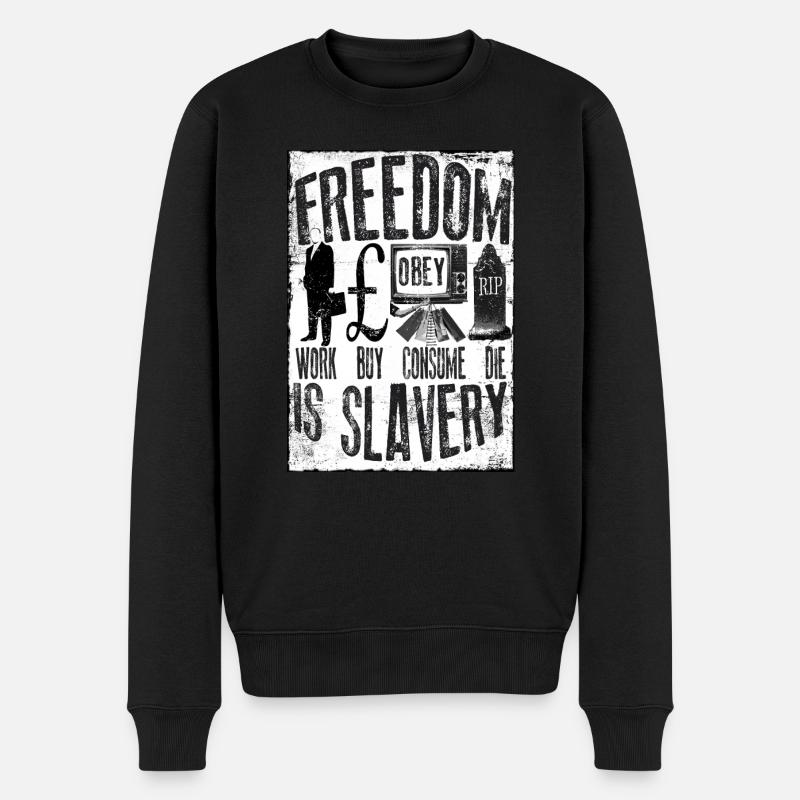 Freiheit ist Sklaverei - UK - Pfund - Männer Premium Bio Pullover - Schwarz
