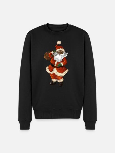 Black Santa - Weihnachtsmann - Männer Premium Bio Pullover - Schwarz