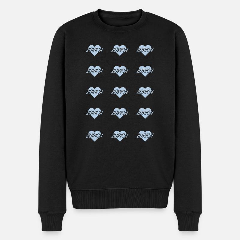I LOVE ZÜRICH multi serenity blue - Männer Premium Bio Pullover - Schwarz