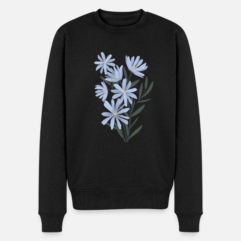 Fleurs bleues - Pull Premium bio Homme - noir