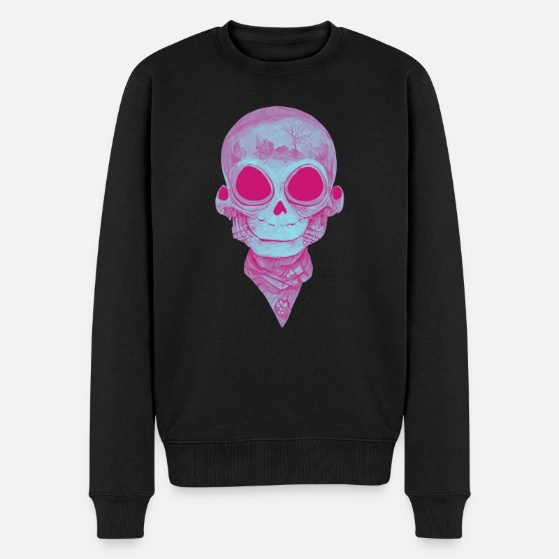 Happy Skull - Männer Premium Bio Pullover - Schwarz