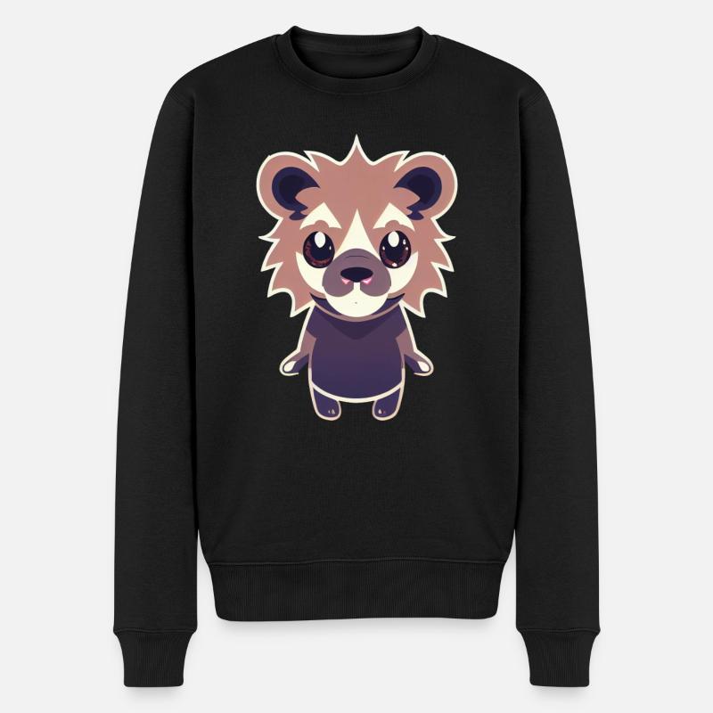 Süßer Löwe Chibi Kawaii Style - Männer Premium Bio Pullover - Schwarz