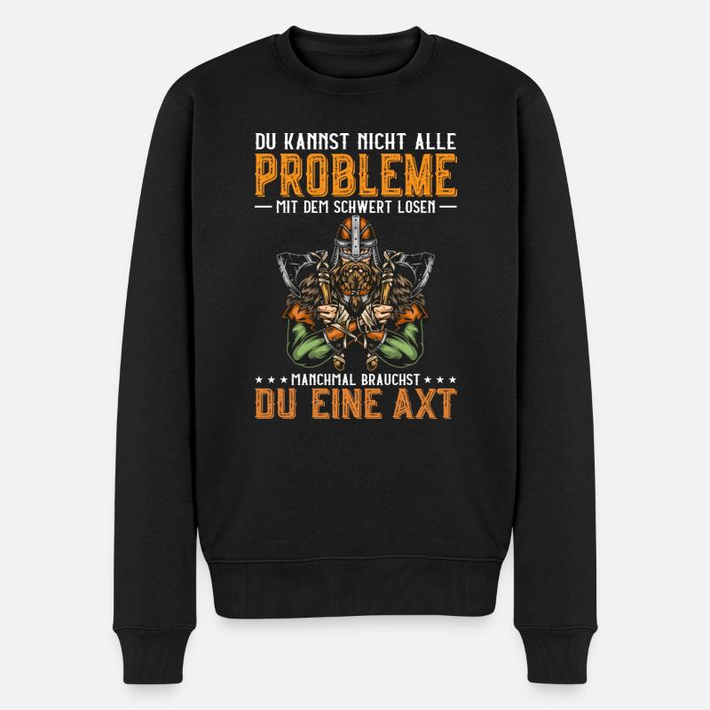 Axt Nordmann Wikinger Geschenkidee - Männer Premium Bio Pullover - Schwarz