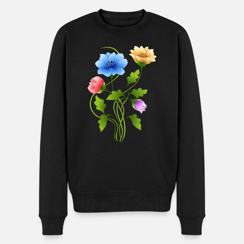 Blumen - Männer Premium Bio Pullover - Schwarz
