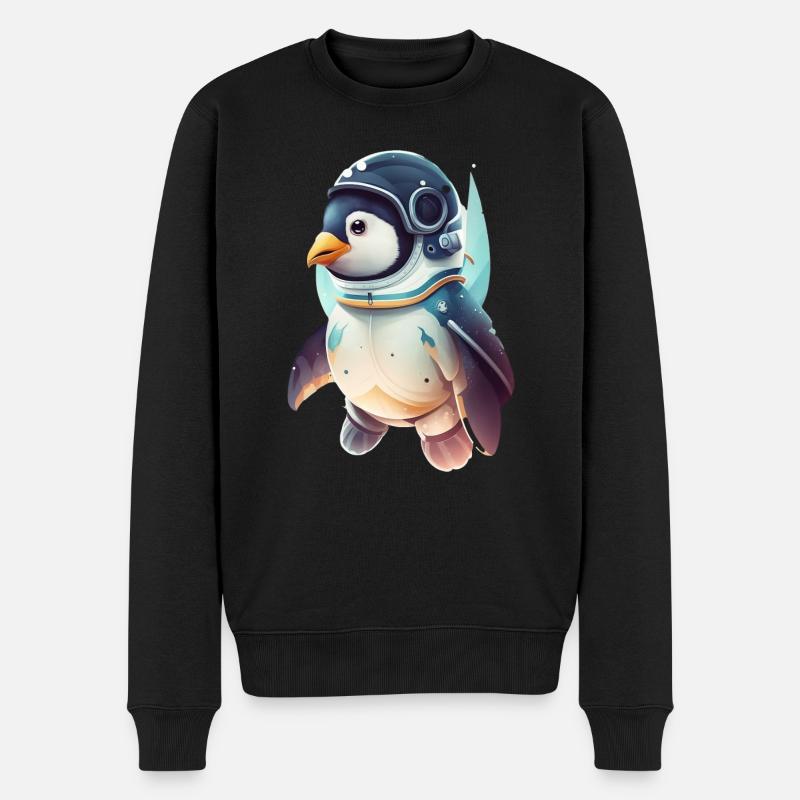 Super Süßer Pinguin als Astronaut - Männer Premium Bio Pullover - Schwarz