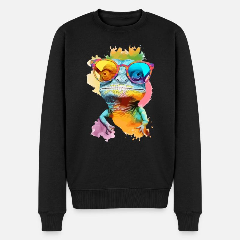 Kole, die Eidechse - Männer Premium Bio Pullover - Schwarz