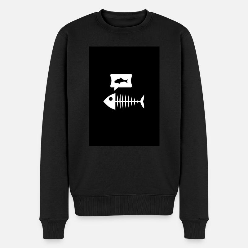 Fisch - Männer Premium Bio Pullover - Schwarz