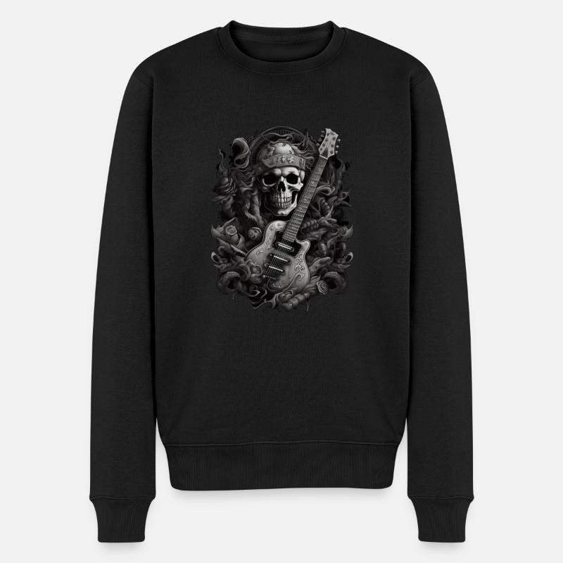 Skelett-Gitarrist - Männer Premium Bio Pullover - Schwarz