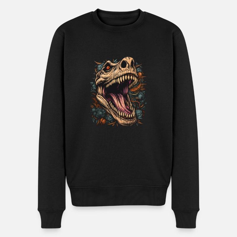 Gruseliger Dinosaurier - Männer Premium Bio Pullover - Schwarz