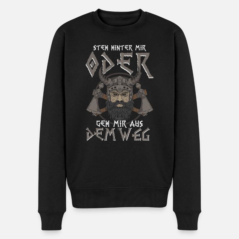 Wikinger Steh Hinter Mir - Männer Premium Bio Pullover - Schwarz