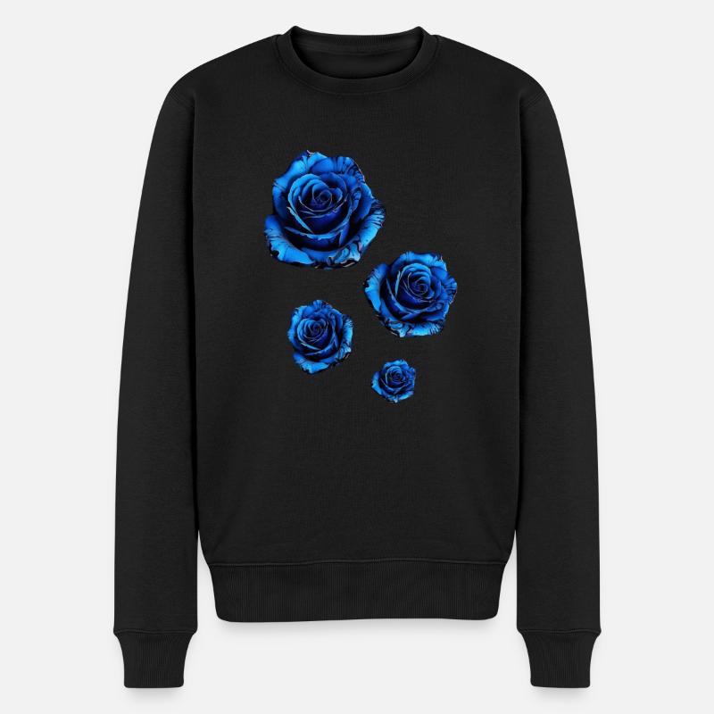 blaue rosen,blau,rosen,malerei,tinte - Männer Premium Bio Pullover - Schwarz