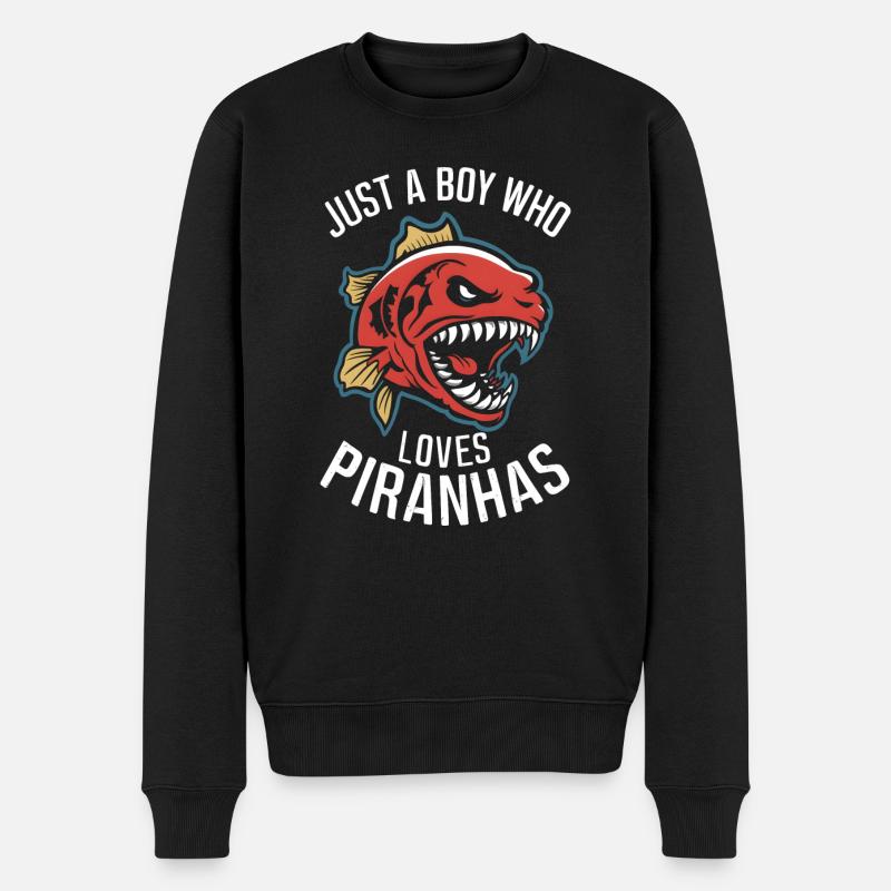 Piranha - Männer Premium Bio Pullover - Schwarz