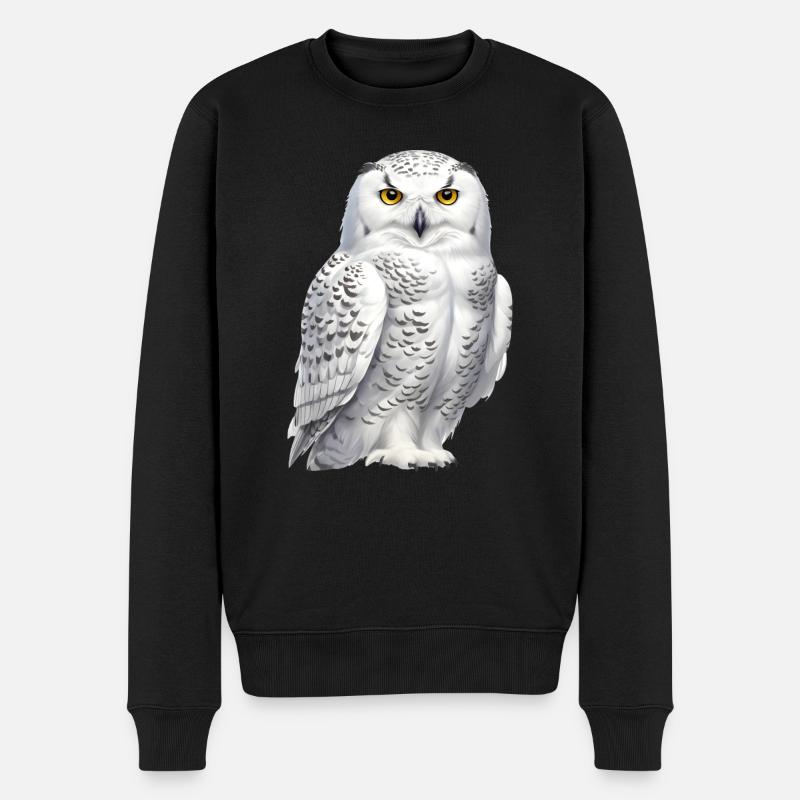 Schnee-Eule - Männer Premium Bio Pullover - Schwarz