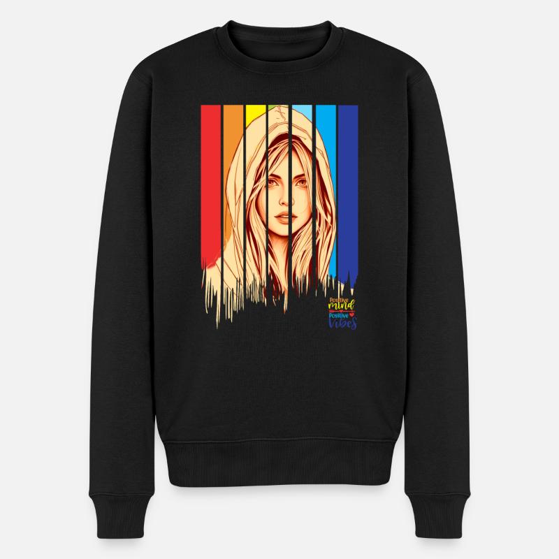 Positive, positive mind vibes life - Pull Premium bio Homme - noir