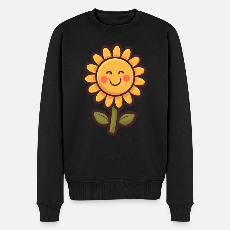 Weiche Sonnenblumen im Comic-Stil - Männer Premium Bio Pullover - Schwarz