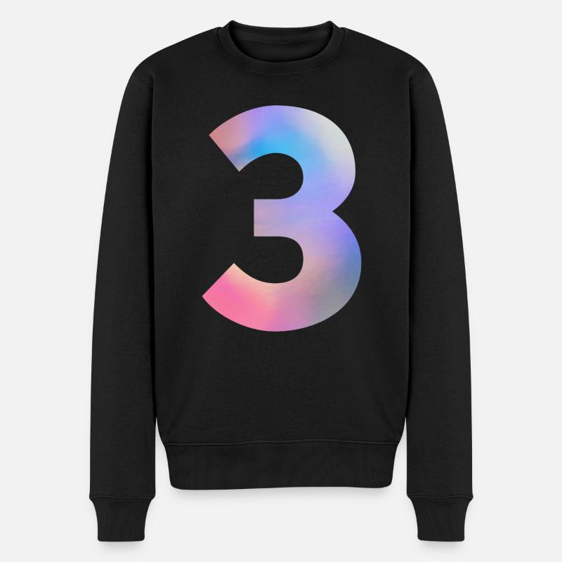 Bunte Zahl 3 - Männer Premium Bio Pullover - Schwarz