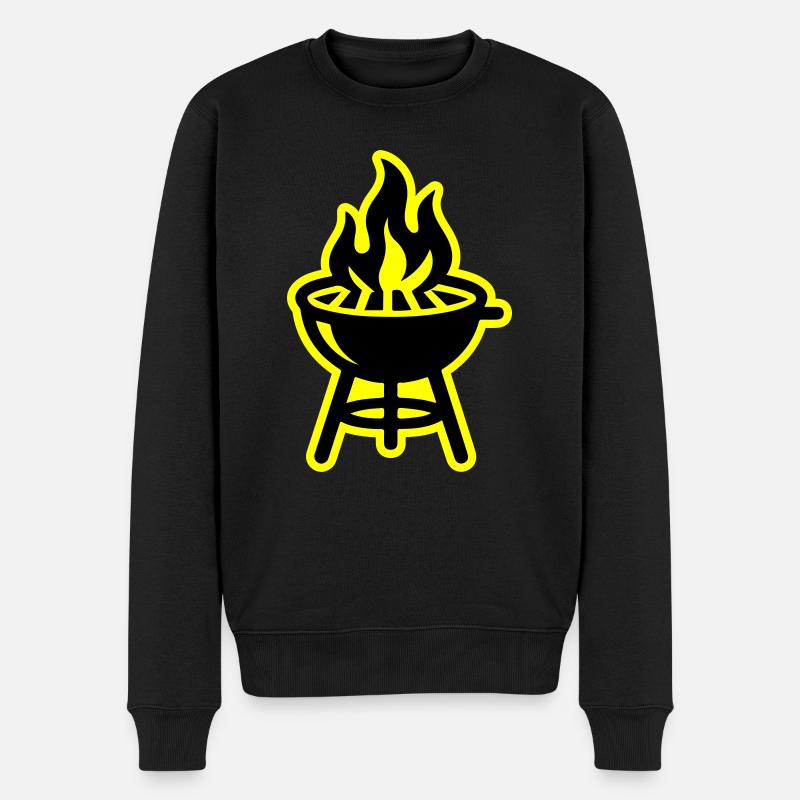 Grill Symbol Feuer - Männer Premium Bio Pullover - Schwarz