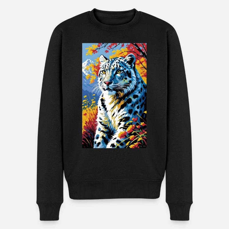 Léopard des neiges | Léopard | Prédateur - Pull Premium bio Homme - noir