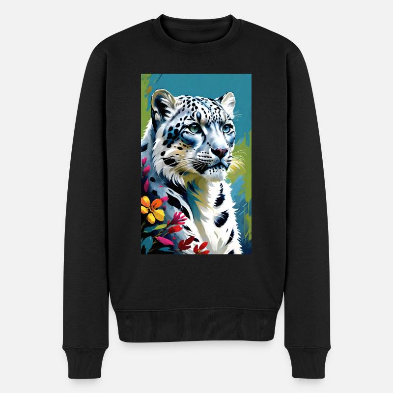 Schneeleopard | Leopard | Raubtier - Männer Premium Bio Pullover - Schwarz