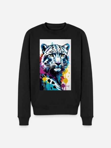 Schneeleopard | Leopard | Raubtier - Männer Premium Bio Pullover - Schwarz