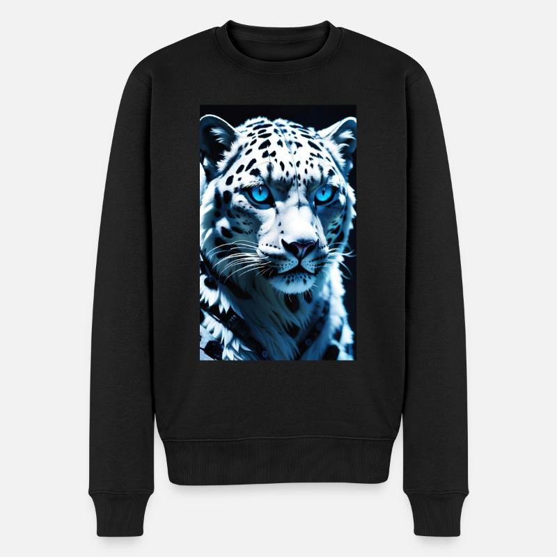 Schneeleopard | Leopard | Raubtier - Männer Premium Bio Pullover - Schwarz