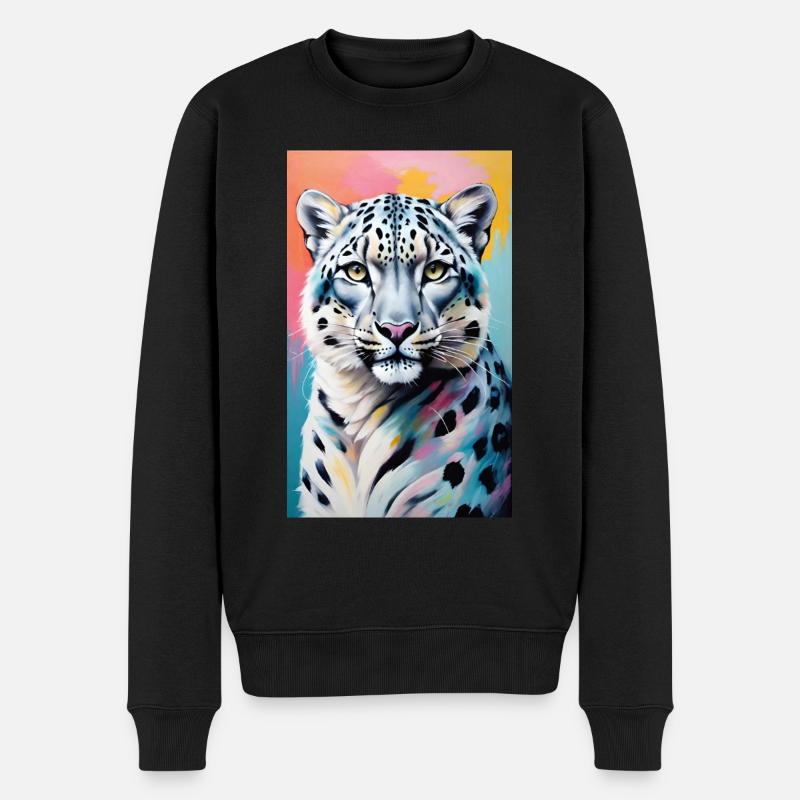 Léopard des neiges | Léopard | Prédateur - Pull Premium bio Homme - noir