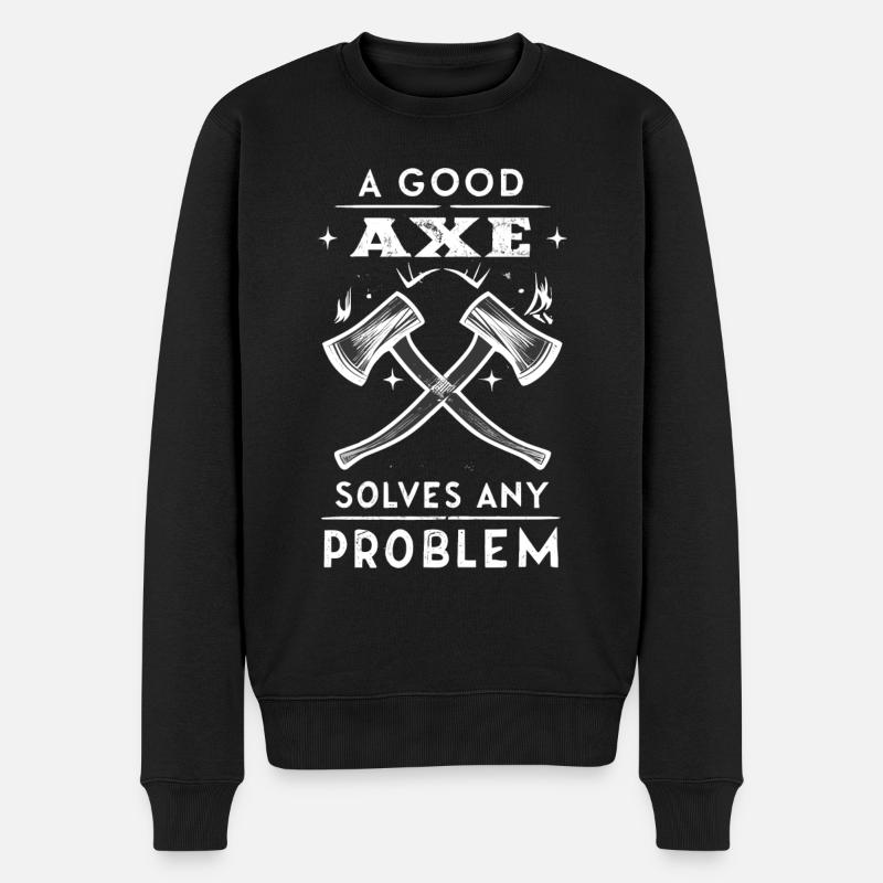 Axt - Männer Premium Bio Pullover - Schwarz