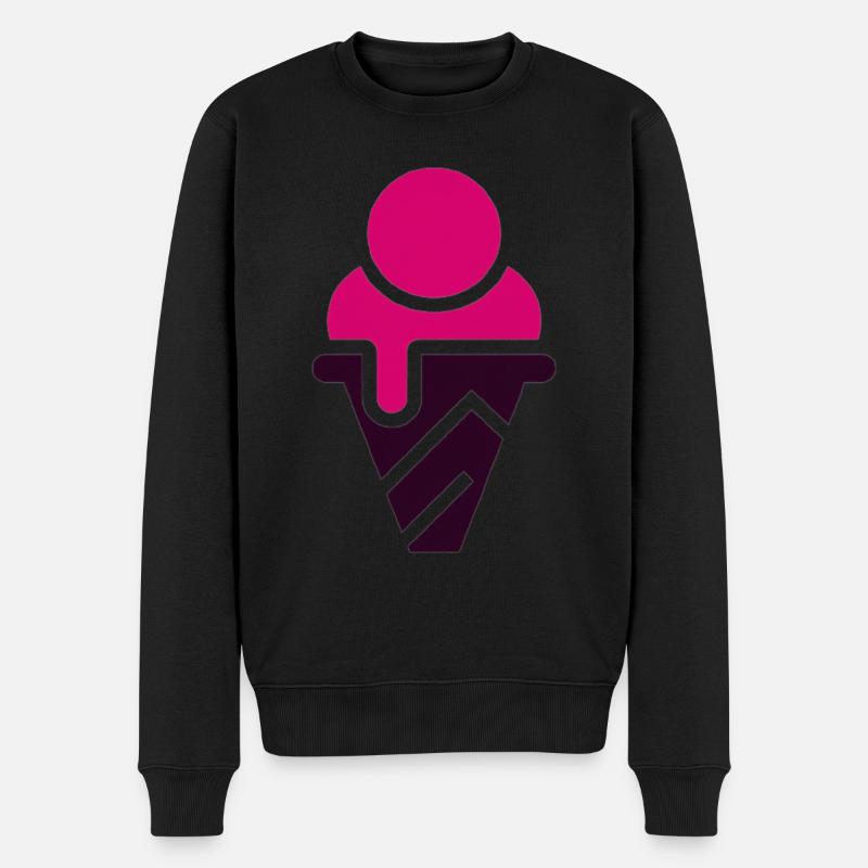 Eis Eiscreme Eiswaffel Geschenkidee Himbeereis - Männer Premium Bio Pullover - Schwarz