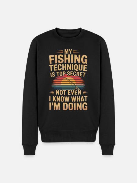 Angler Funny Saying Fishing - Men's Premium Organic Jumper - black
