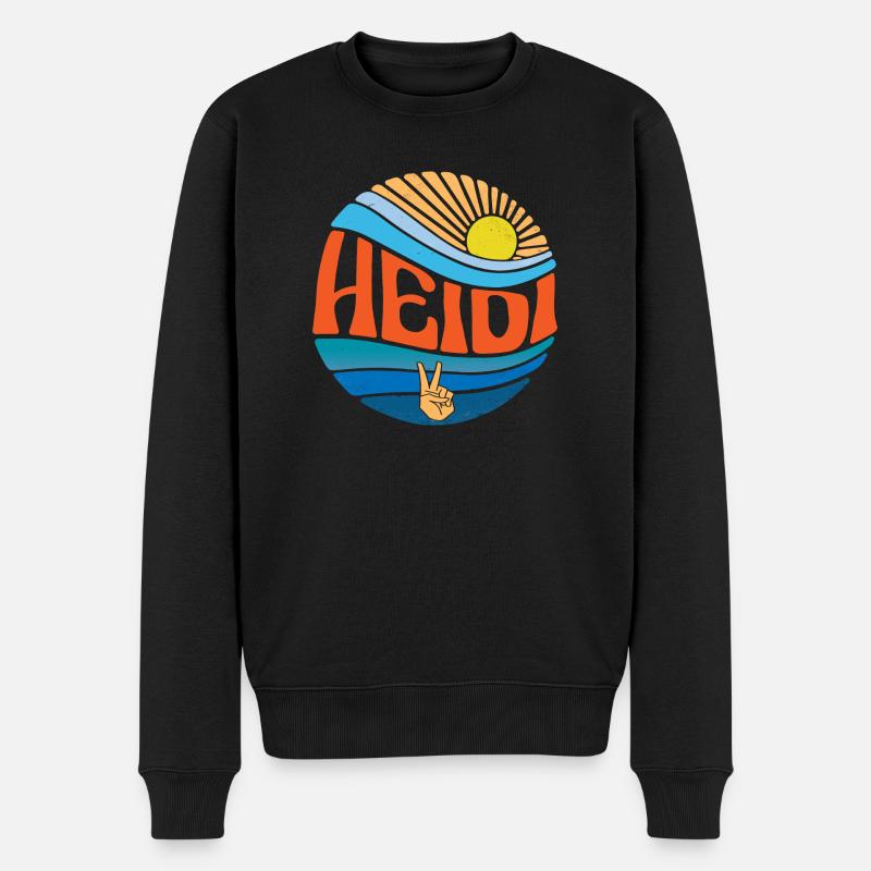 Heidi Hemd Vintage Sonnenuntergang Heidi Groovy Tie Dye - Männer Premium Bio Pullover - Schwarz