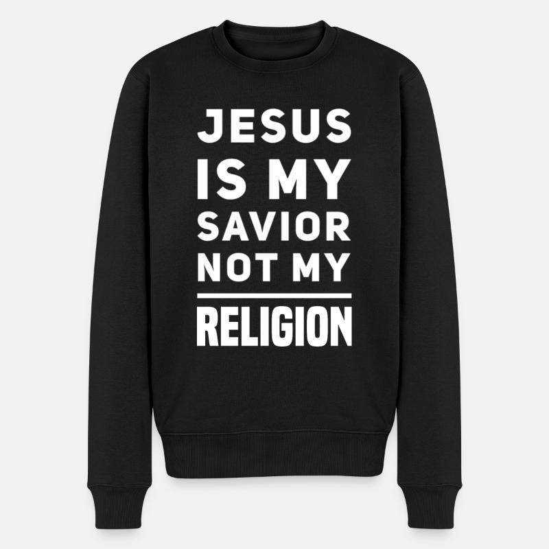 Jésus est mon Sauveur et non ma religion - Pull Premium bio Homme - noir