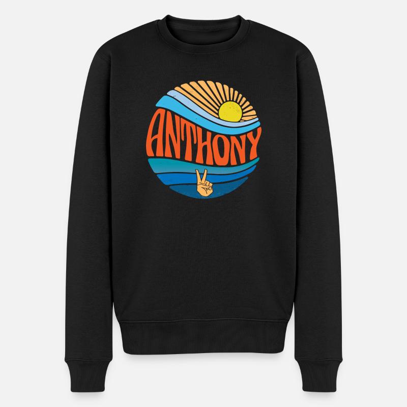 Anthony Hemd Vintage Sunset Anthony Groovy Krawatte - Männer Premium Bio Pullover - Schwarz