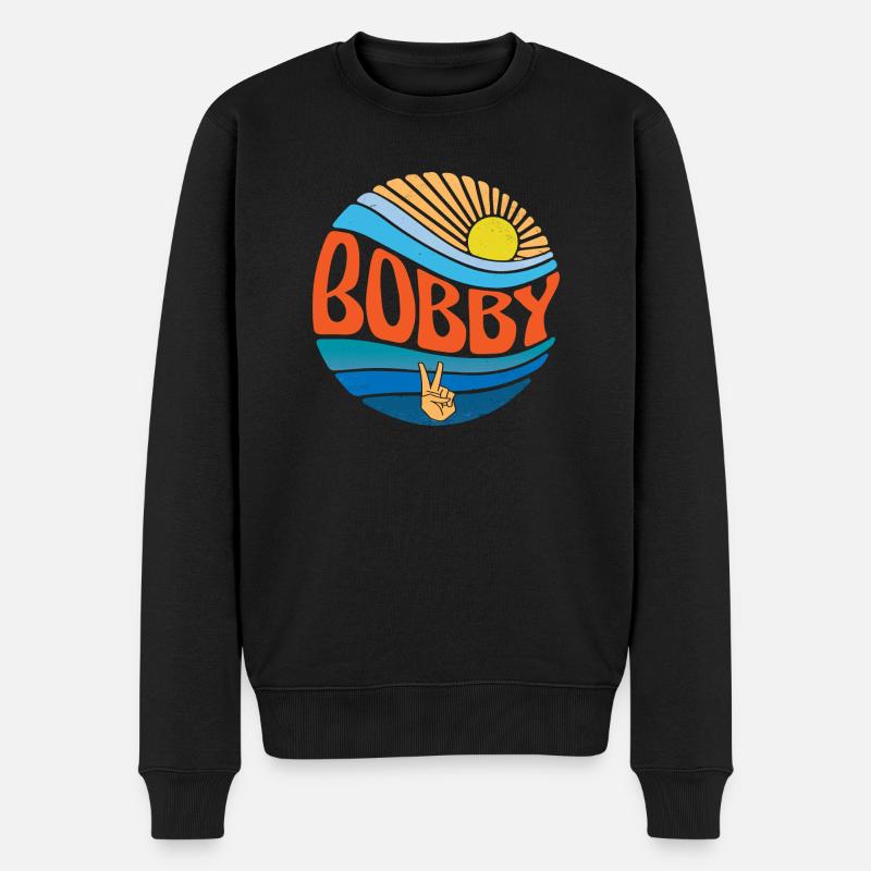 Bobby Hemd Vintage Sunset Bobby Groovy Tie Dye - Männer Premium Bio Pullover - Schwarz