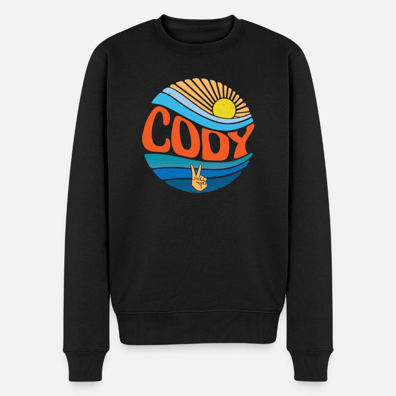Cody Shirt Vintage Sunset Cody Groovy Tie Dye - Männer Premium Bio Pullover - Schwarz