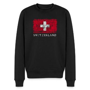 Schweiz Schweizer Flagge Schweizerflagge - Männer Premium Bio Pullover - Schwarz - Vorne - Nico (187cm)