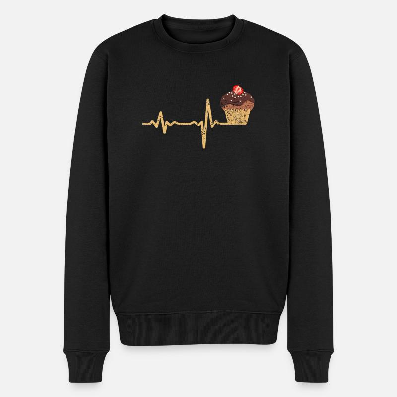 Geschenk Heartbeat Muffin - Männer Premium Bio Pullover - Schwarz