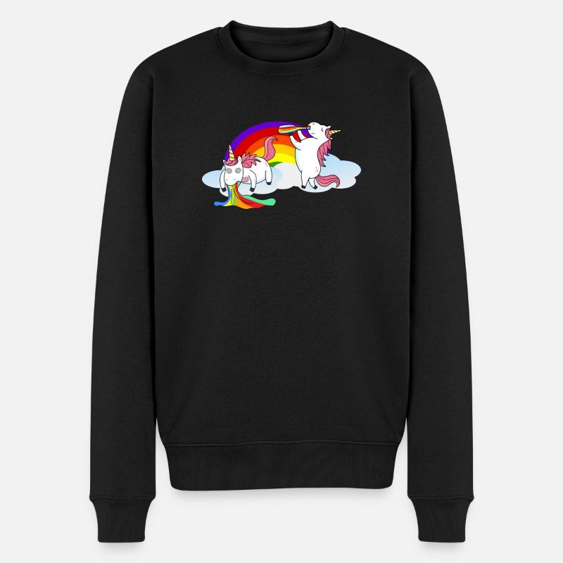 Saufendes Kotzendes Einhorn - Männer Premium Bio Pullover - Schwarz
